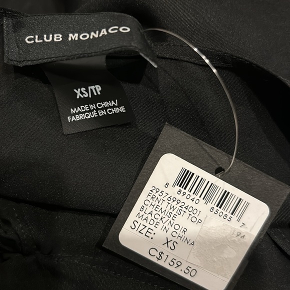 NWT Club Monaco Black Twist Front Short Sleeve Blouse Size XS - Picture 4 of 4